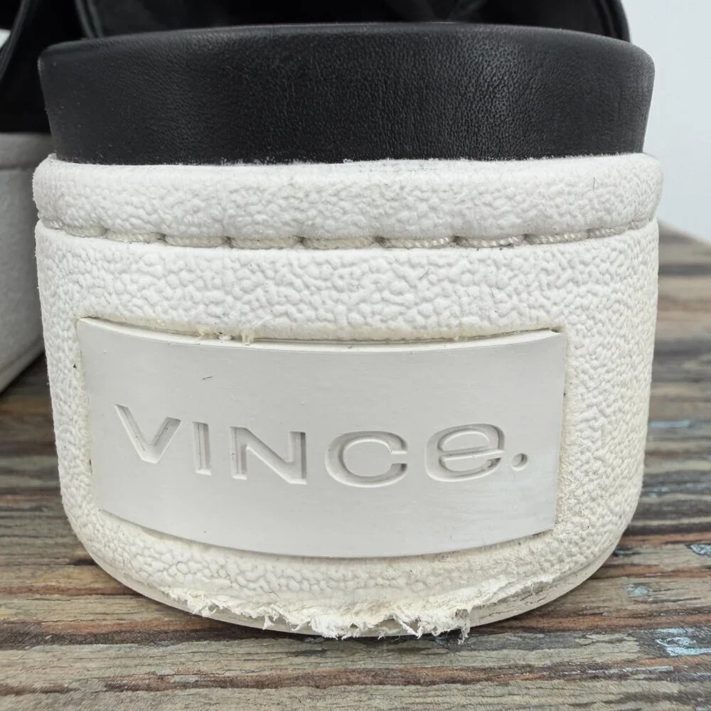 Vince Black Leather Platform Sandals Women’s Adjustable Strap Casual Shoes 9.5